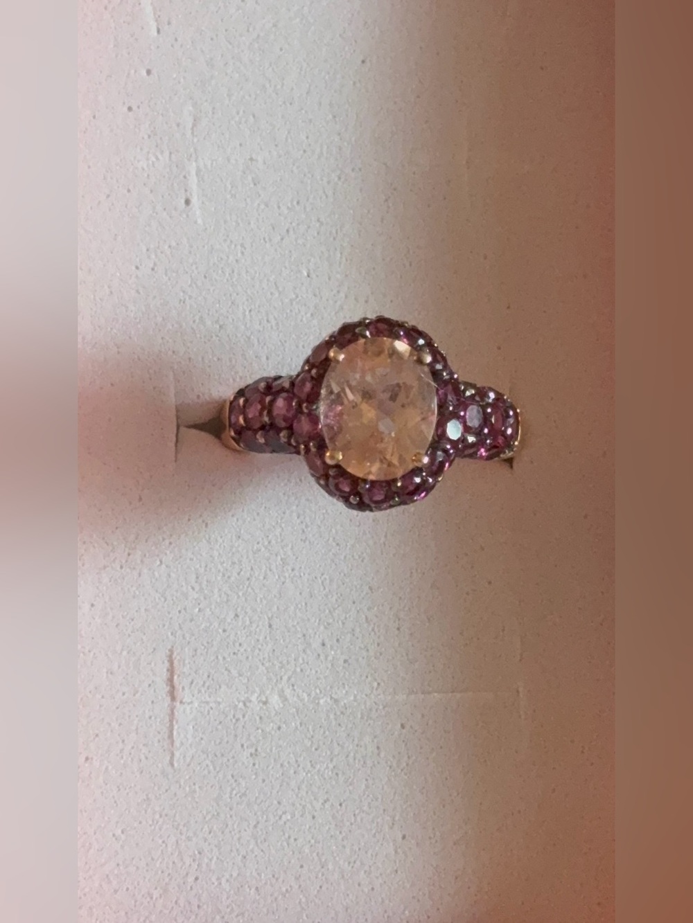 Morganite stone in rose gold & Rhodolite garnet sterling silver ring 8